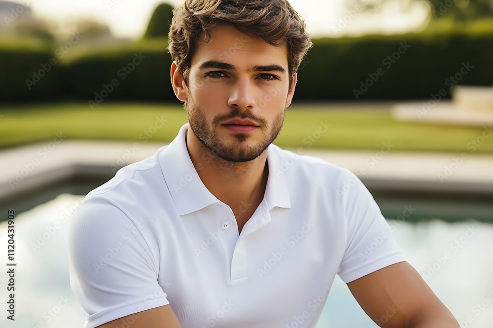 Portrait of a handsome man in a white shirt outdoors
