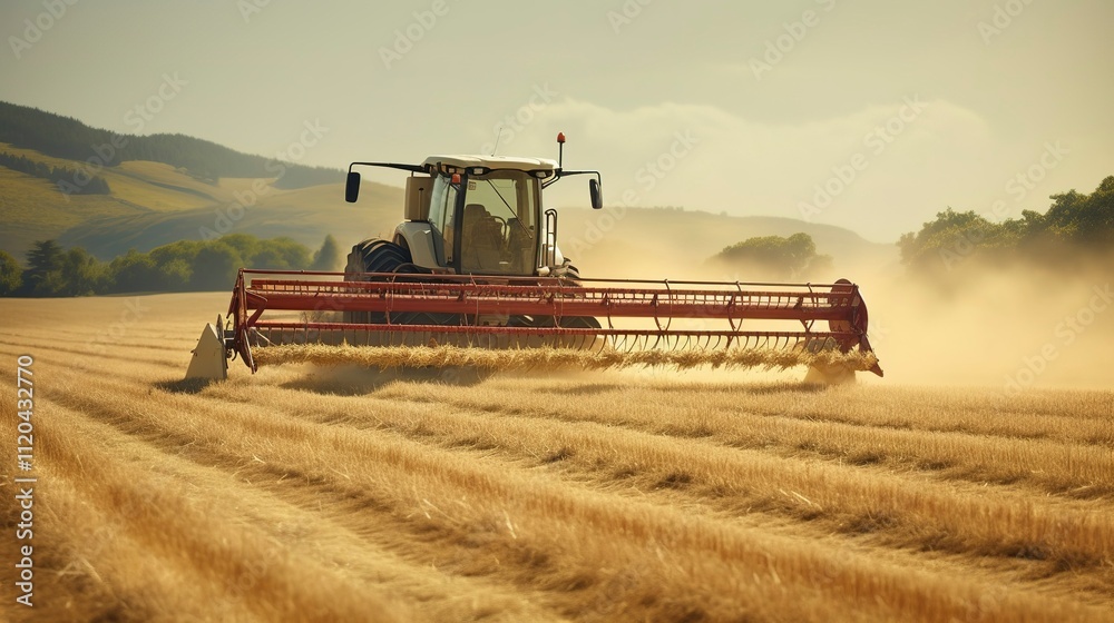Fototapeta premium A photo of a modern hay rake collecting hay.