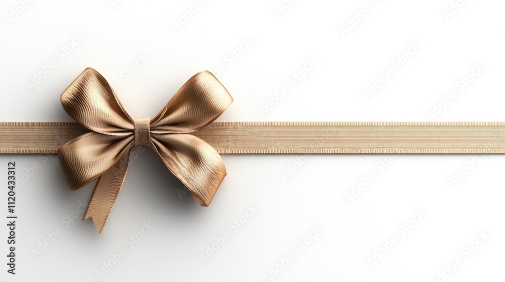 Golden bows tied elegantly isolated on white background. Generative AI