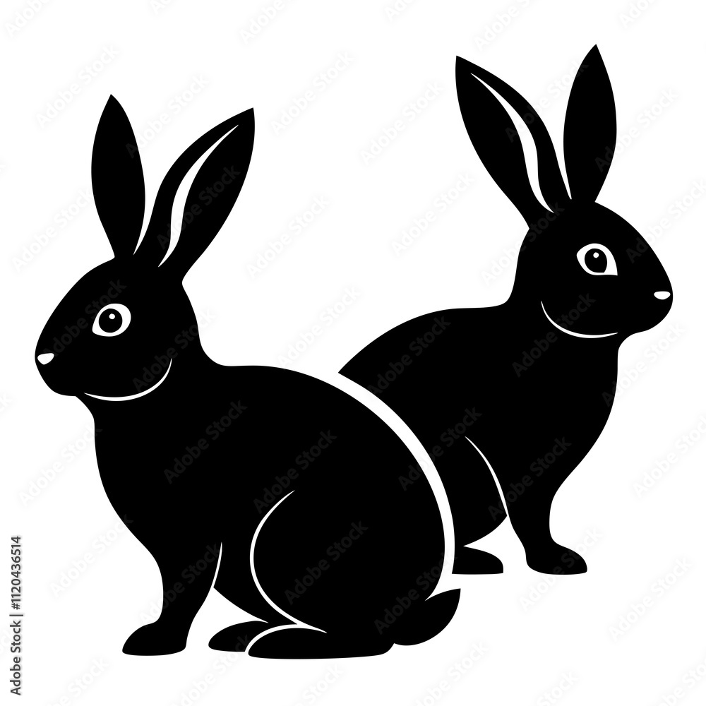 Rabbits silhouette,isolated white background Rabbits silhouette,isolated white background