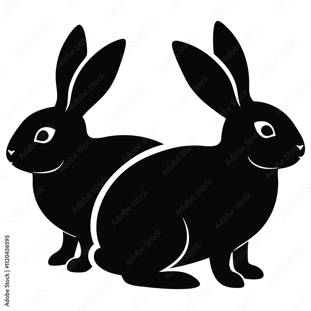 Obraz premium Rabbits silhouette,isolated white background