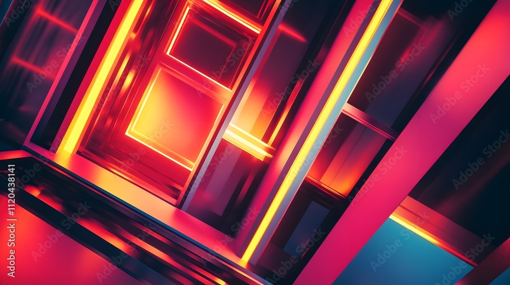Fototapeta premium Abstract light and shadow patterns in futuristic neon