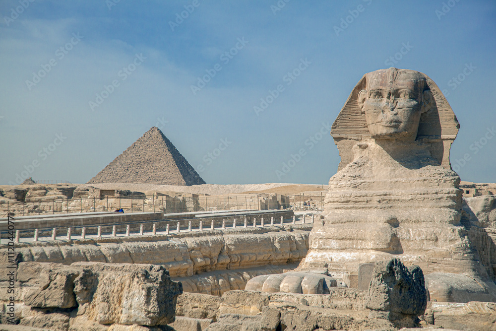 Sphinx and Pyramid in Gaza near Cairo Egupt Sphinx and Pyramid in Gaza near Cairo Egupt