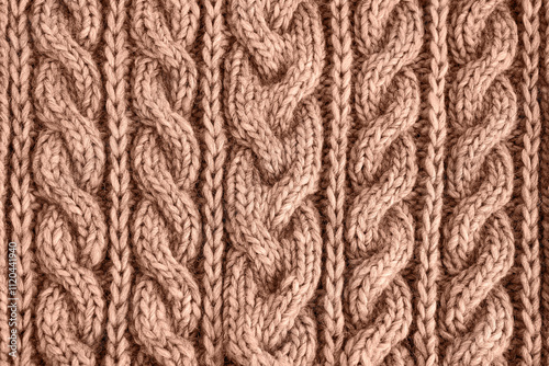 Brown mocha mousse color knitted texture. Handmade Knitwear. Background