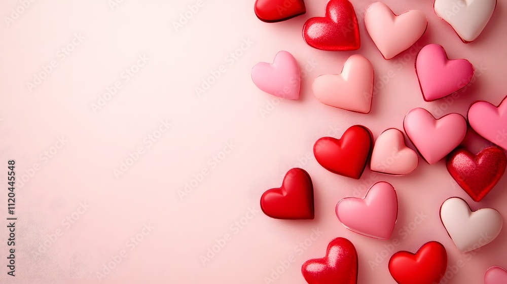 Pink and Red Hearts on a Pink Background Pink and Red Hearts on a Pink Background