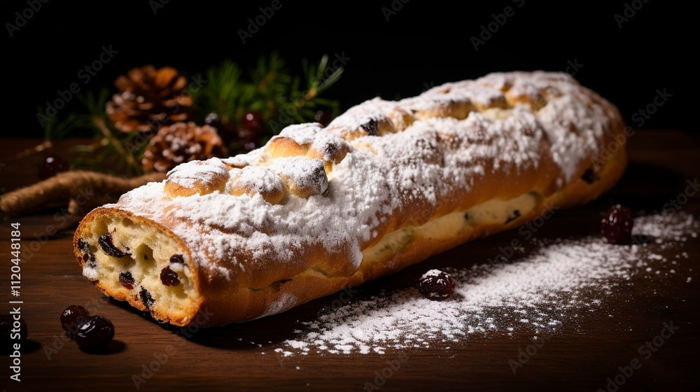 A photo of a traditional German stollen A photo of a traditional German stollen