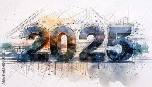 Sketching the Future: Hand-Drawn 2025 in Black and White – Wishing You a Happy New Year!