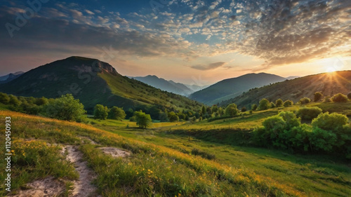 landscape with river and mountains