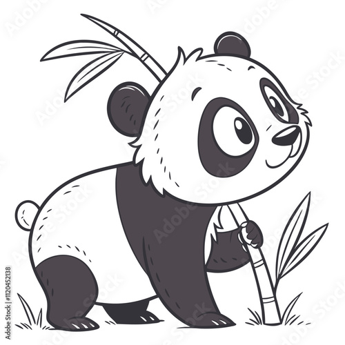 Panda vector silhouette,isolated white background photo