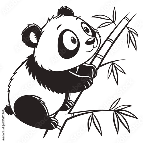 Panda vector silhouette,isolated white background photo