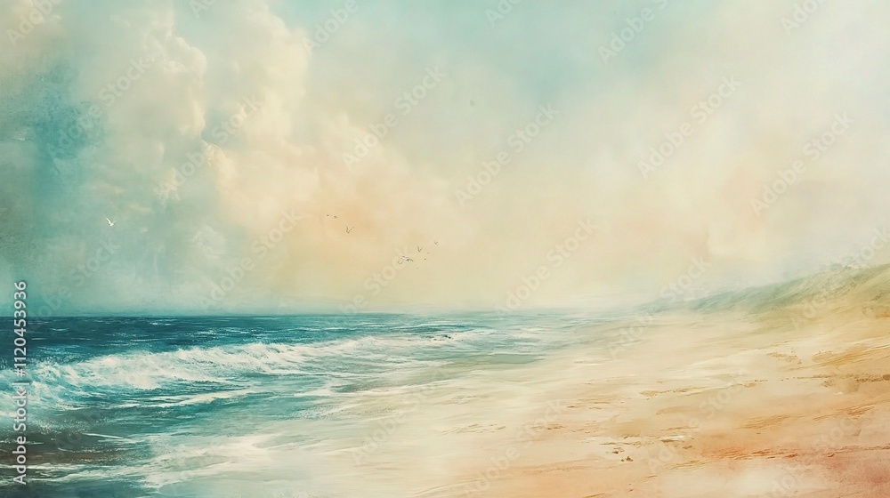 Serene Watercolour Beach Scene Capturing Summer's Essence Serene Watercolour Beach Scene Capturing Summer's Essence