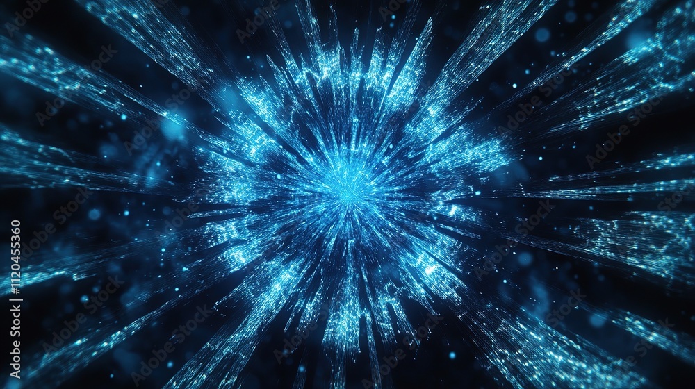 Fototapeta premium Radiant Abstract Blue Light Rays in Dynamic Burst Formation