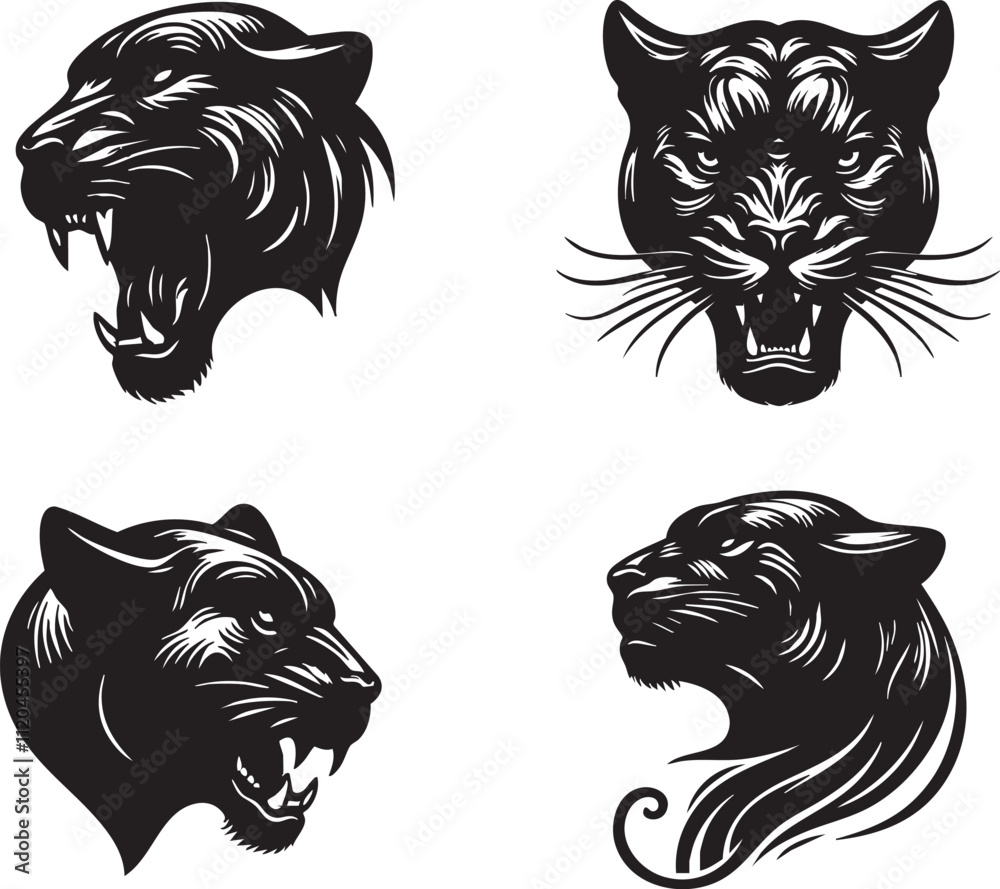 Obraz premium Detailed Panther Head Outline for Dynamic and Impactful Designs 