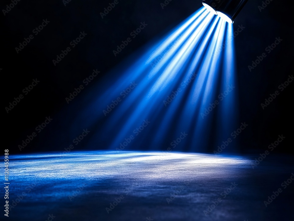 A spotlight shines brightly on a dark background A spotlight shines brightly on a dark background