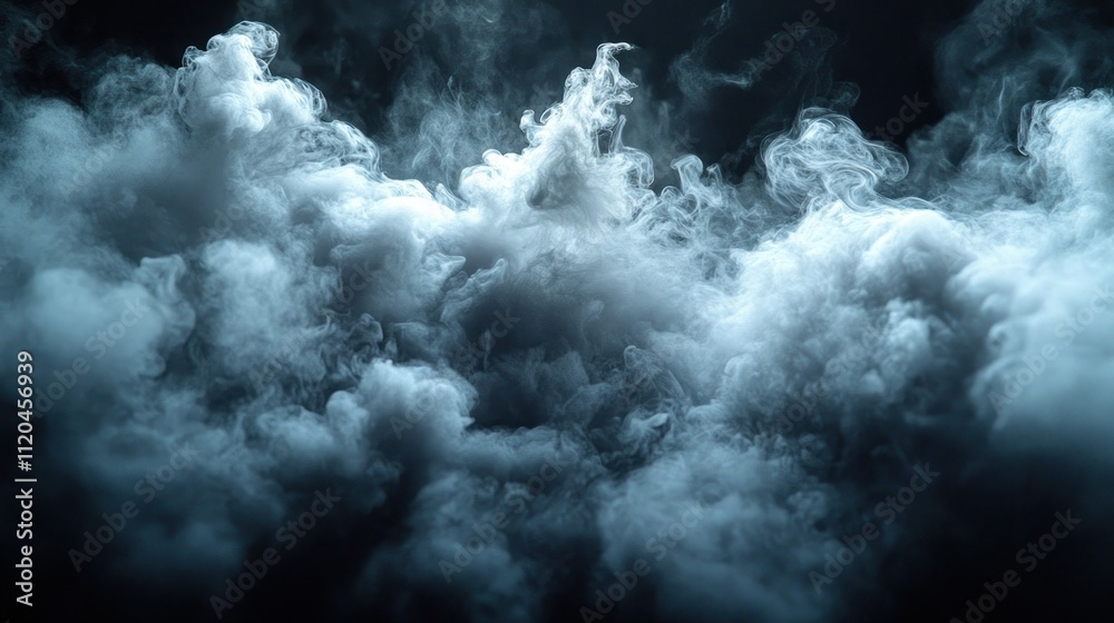 Fototapeta premium Dramatic dark blue and white smoke clouds.