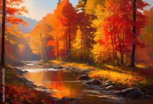 stunning nature scenes capturing seasonal transformations through vivid historical serene environments, autumn, fall, trees, foliage, leaves, flowers