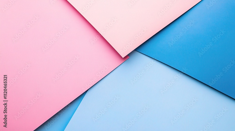 Abstract Geometric Composition of Pink and Blue Shapes in Layers Abstract Geometric Composition of Pink and Blue Shapes in Layers