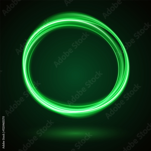 Light Green Neon Ring: Circular Glow with Movement and Speed Effect for Dynamic Visuals and Web Design