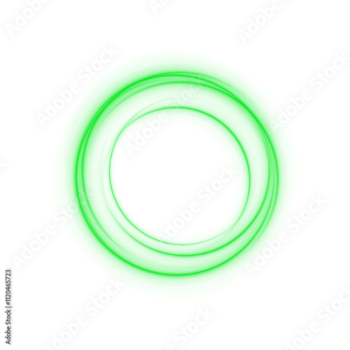 Light Green Luminous Circle. Elegant Frame for Stylish Visuals. Futuristic graphic element for social media stories. Ellipse shimmery color. Swirl effect curve. Neon circle frame. Illuminate frame