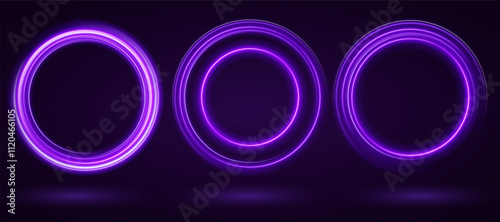 Light Purple Neon Ring: Circular Glow with Movement and Speed Effect for Dynamic Visuals and Web Design