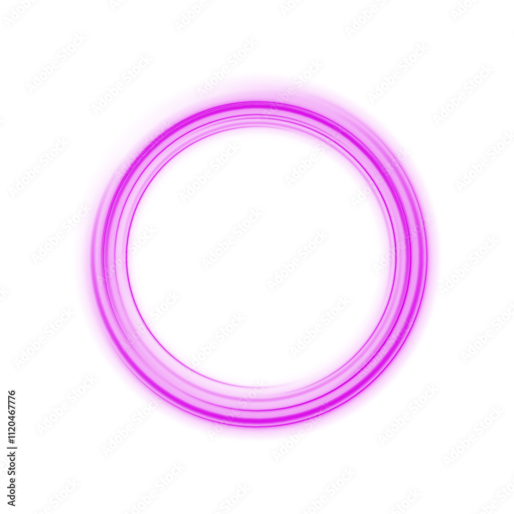 Light Purple Neon Ring: Circular Glow with Movement and Speed Effect for Dynamic Visuals and Web Design. Futuristic graphic element for social media stories. Ellipse shimmery color. Swirl effect curve