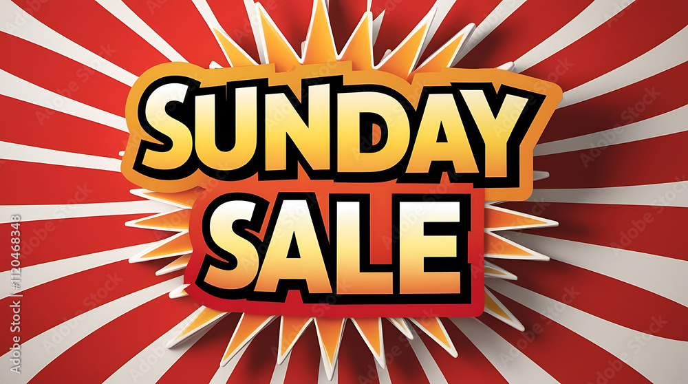 The image features a bold, vibrant text layout with prominently displayed 'SUNDAY SALE' words. The image features a bold, vibrant text layout with prominently displayed 'SUNDAY SALE' words.