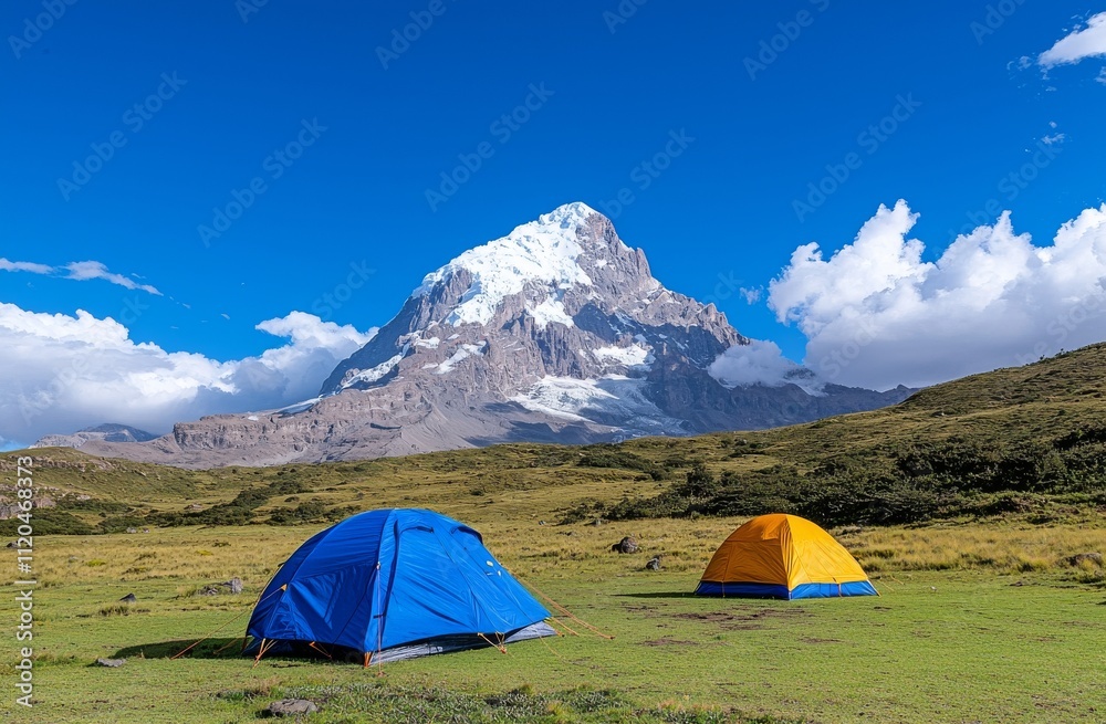 A magnificent evening scene of Kibo with Uhuru Peak (5895m above sea level, the highest peak in Africa) at Mount Kilimanjaro, Kilimanjaro National Park, observed from Karanga Camp at 3995m above sea