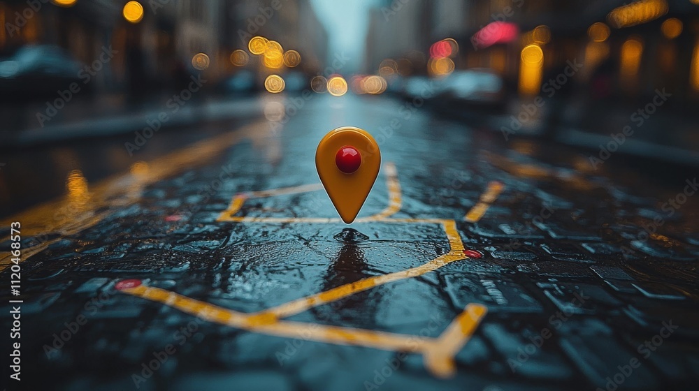 Urban map featuring a yellow location pin for local SEO. Urban map featuring a yellow location pin for local SEO.