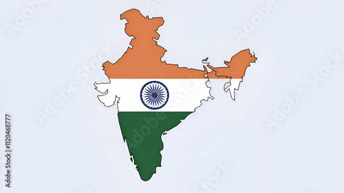 Indian Flag Repablic Day map of continent photo