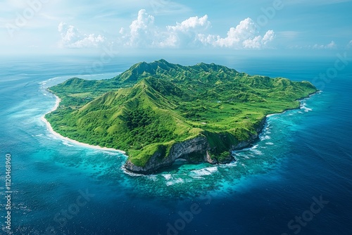 The picturesque coastline of Bukit Merese in Lombok, Indonesia, boasts white sand beaches; situated in West Nusa Tenggara, Indonesia. photo