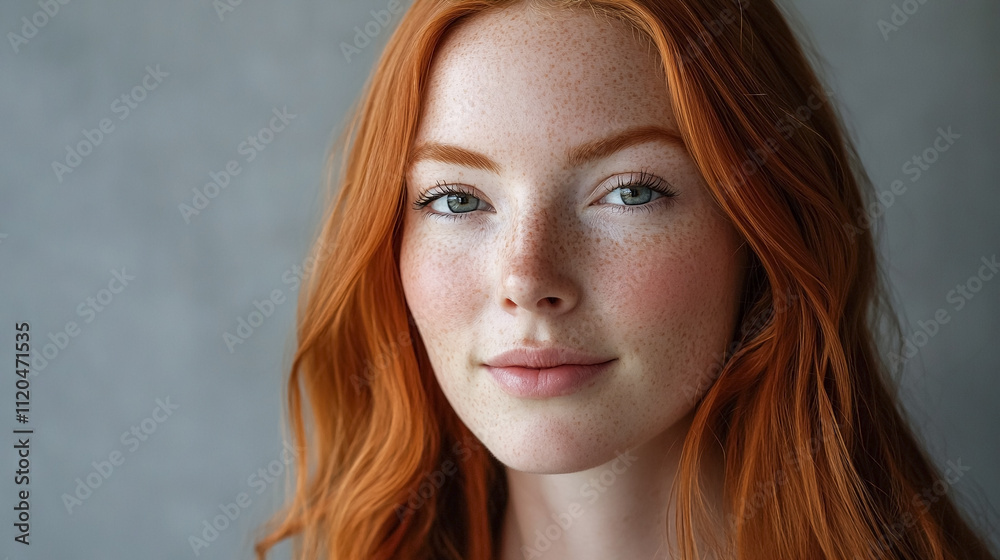 Naklejka premium freckled girl facial without make up, diverse, relatable personality. 