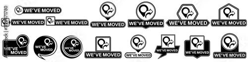 set collections labels we have move sign. change address symbol moving icon design vector illustration