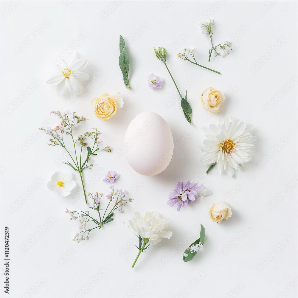 custom made wallpaper toronto digitalFlowers in Soft Pastel Colors Arranged as an Easter Egg on White Background