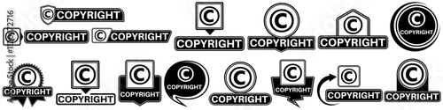 set collections labels sign. intellectual property symbol author protection icon design vector illustration