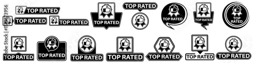 set collections top rated labels sign. top seller symbol best seller icon design vector illustration