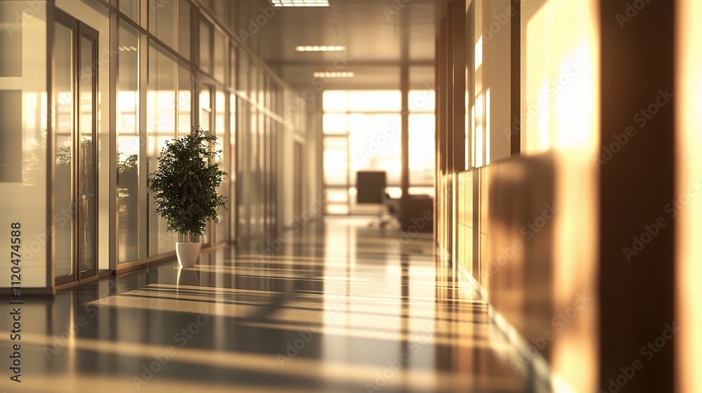Spacious Modern Office Hallway with Natural Light and Minimalist Design Spacious Modern Office Hallway with Natural Light and Minimalist Design