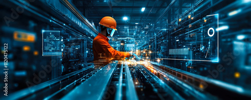 Professional Engineer Utilizing AI in Industrial Manufacturing for Smart Factory Automation
