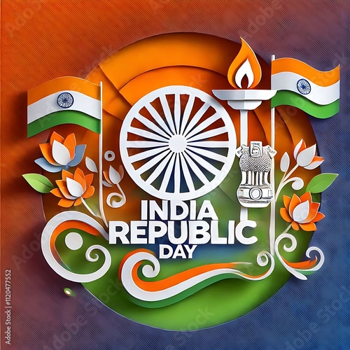 India Republic Day Festive Artistic Design Celebration photo