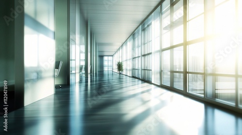 Wallpaper Mural Modern Spacious Office Hallway with Blurred Background Elements Torontodigital.ca