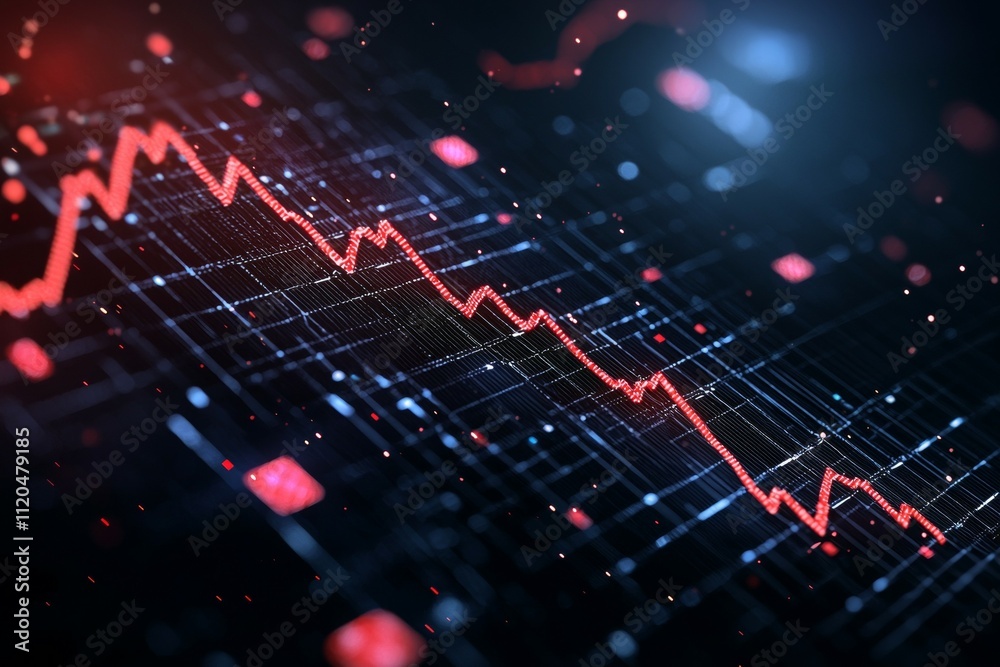 A graph with red lines that are going down A graph with red lines that are going down