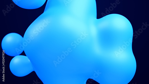 Metaverse 3d abstract background with droplets blue metaball molten wax merge fly drops liquid bio bubbles transformation metal spheres metal ball motion design render for medical healthy presentation