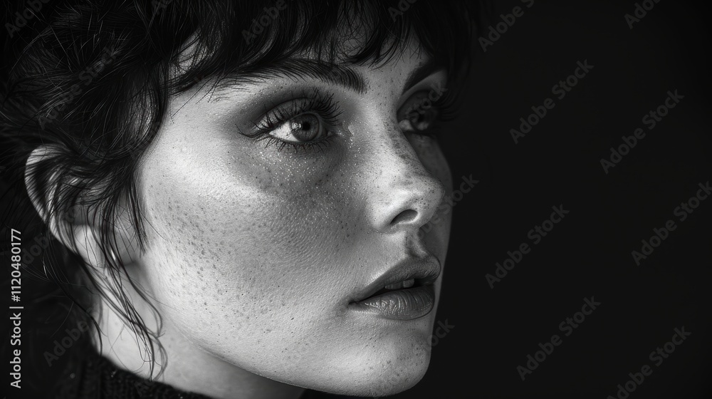 A Close-Up Portrait Capturing the Intricate Details and Expressions in the Face of a Young Woman With Freckles, Highlighting Emotional Depth A Close-Up Portrait Capturing the Intricate Details and Expressions in the Face of a Young Woman With Freckles, Highlighting Emotional Depth