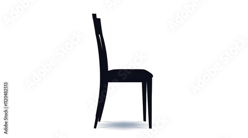 A side view silhouette of a chair, isolated on a white background, depicted as a realistic icon in sharp HD detail.