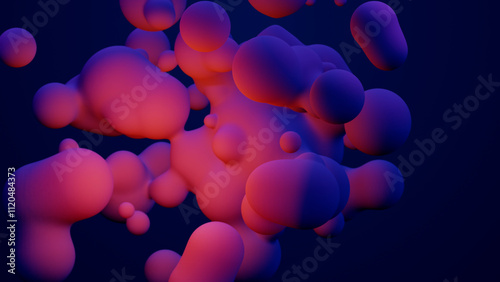 Metaverse 3d render morphing animation pink purple abstract metaball metasphere bubbles art sphere blue background backdrop vr space moving meta balls shapes motion design fluid liquid of presentation