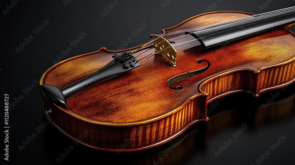Obraz premium Polished violin on dark background.