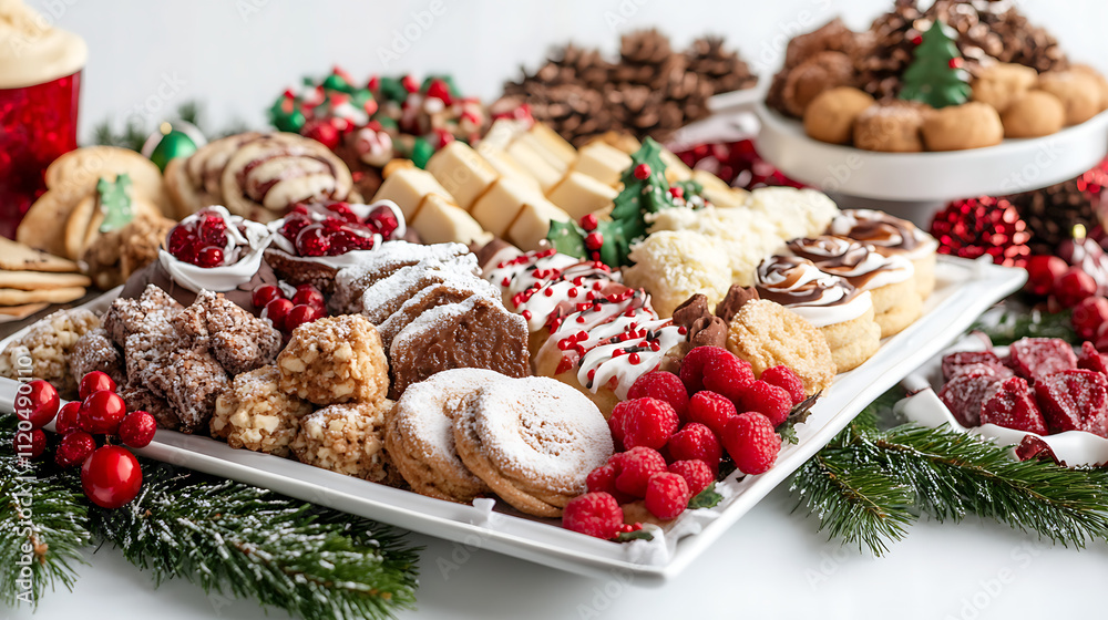 Christmas platter filled with sweets and desserts Christmas platter filled with sweets and desserts