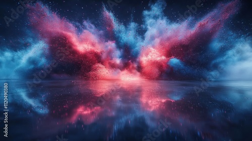 Wallpaper Mural Red and blue nebula clouds reflecting on dark water. Torontodigital.ca