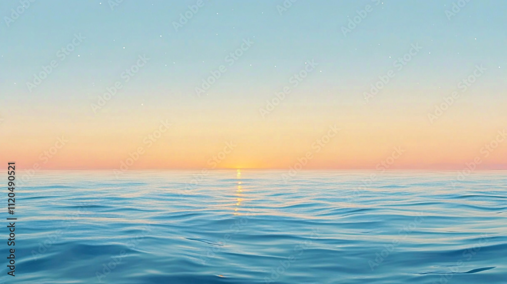 Obraz premium Serene Sunset Ocean Calm Water Peaceful Sky Horizon View