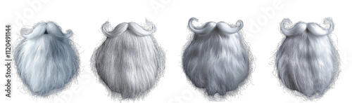 A festive Father Christmas beard isolated on a plain background. Santa costume