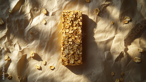 Delicious Oatmeal Bar  Healthy Snack  Breakfast Food  Crunchy Texture  Golden Oats  Dietar